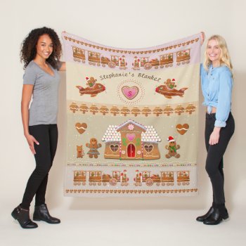 Candy-sprinkled Gingerbread House And Steam Trains Fleece Blanket by XmasJoy at Zazzle