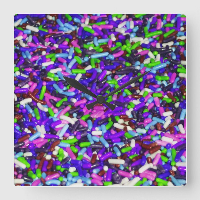 Candy Sprinkles 2 Square Wall Clock (Front)