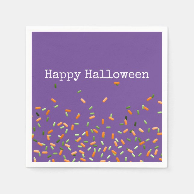 Candy Sprinkles Happy Halloween Orange Green  Napkins (Front)