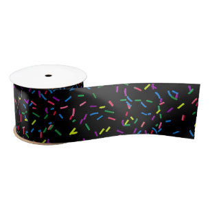 Candy Sprinkles On Black Satin Ribbon