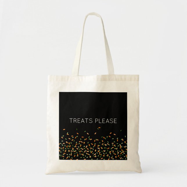 Candy Sprinkles TREATS PLEASE Kids Halloween Fun Tote Bag (Front)