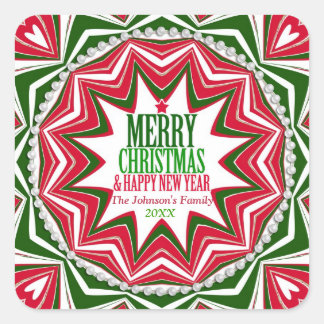 Candy Starburst Keepsake Christmas Party Plate Square Sticker