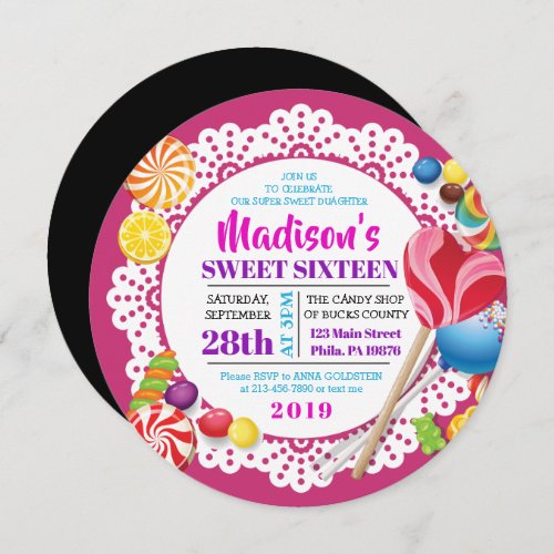 CANDY STORE Sweet Sixteen 16 Invitation