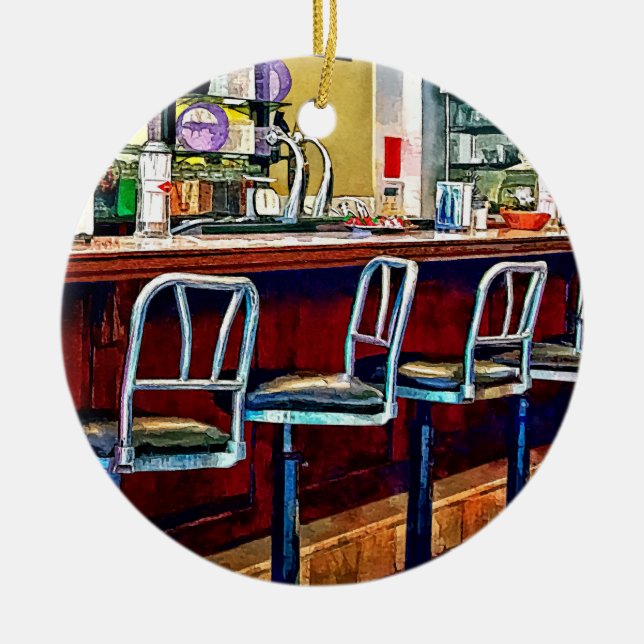 Candy Store With Soda Fountain Ceramic Ornament (Front)