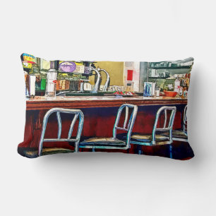 Candy Store With Soda Fountain Lumbar Pillow