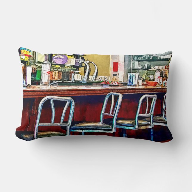 Candy Store With Soda Fountain Lumbar Pillow (Front)