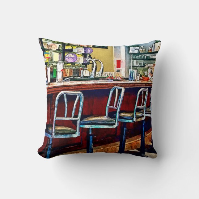 Candy Store With Soda Fountain Throw Pillow (Front)