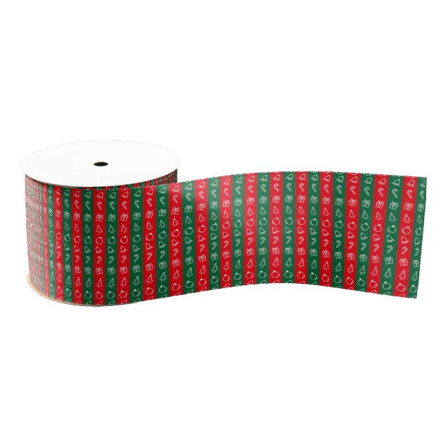 Candy Stripe Doodle Christmas Ribbon (Spool)