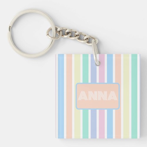 Candy Stripe Key Chain in PastelSquare