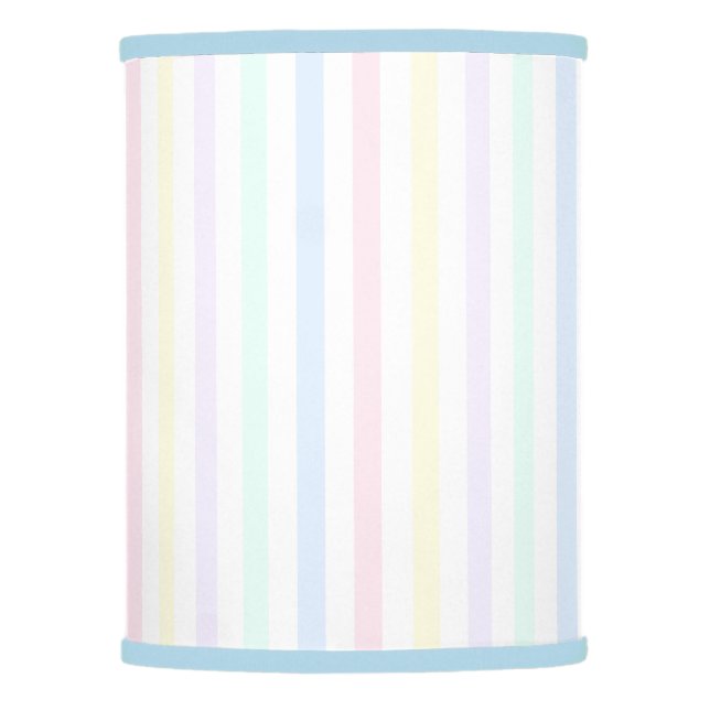 Candy Stripe Pale Blue Trim Boys Lamp Shade (Front)