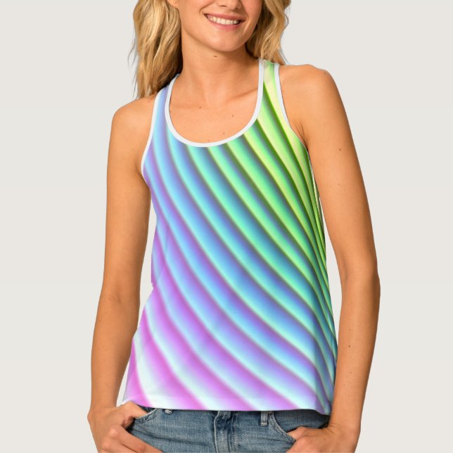 Candy Stripe Pastel Rainbow Bright Happy Color    Tank Top (Front)
