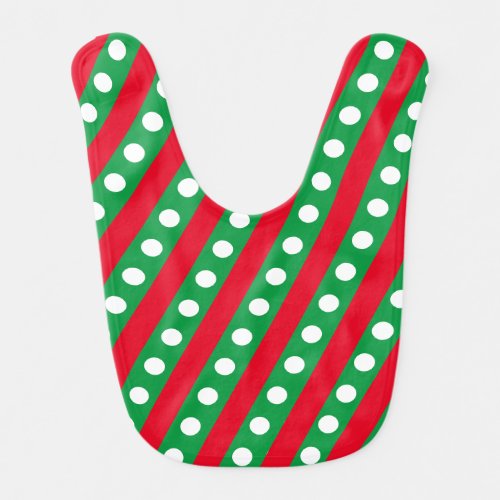 Candy Stripe  Polka Dot Baby Bib Green  Red