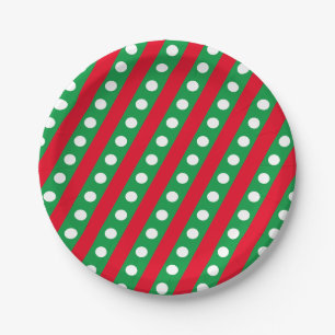 Candy Stripe & Polka Dot Paper Plates (Green)