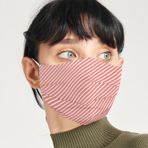 Candy Stripe  Red Muted Modern Diagonal Holidays Adult Cloth Face Mask