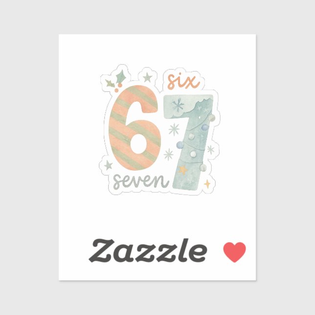Candy Stripe & Snowflake 67 – Handmade Holiday Num Sticker (Sheet)