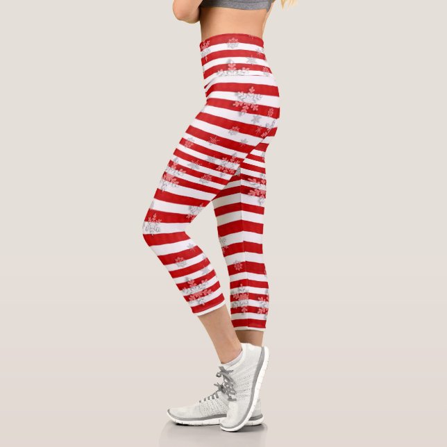 Candy striped Christmas leggings (Left)