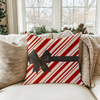 Candy Striped Christmas Pillow with Bow