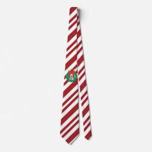 Candy Striped Merry Christmas Tire Wreath on a Neck Tie