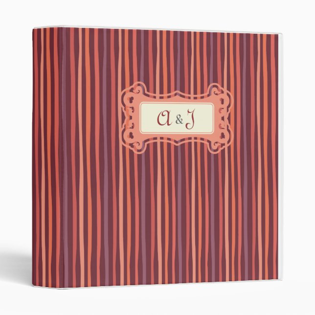 Candy Striped Wedding 3 Ring Binder (Front/Spine)