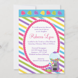 Candy Stripes Bat Mitzvah Invitation