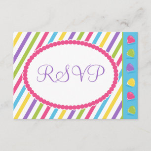 Candy Stripes Bat Mitzvah RSVP Card