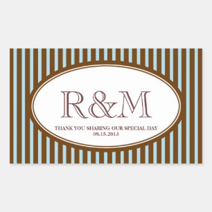 Candy stripes blue classic monogram favor seal