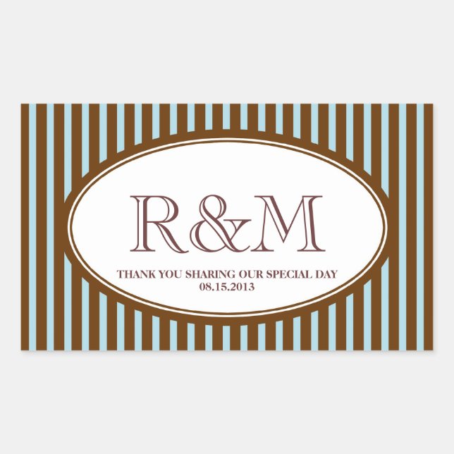 Candy stripes blue classic monogram favor seal (Front)