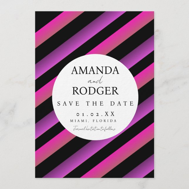 Candy Stripes Bold Save the Date Invitation (Front)