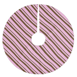 Candy stripes - chocolate on pink brushed polyester tree skirt