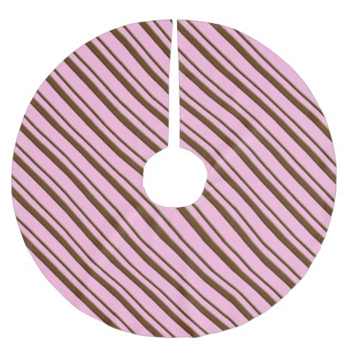 Candy stripes _ chocolate on pink brushed polyester tree skirt