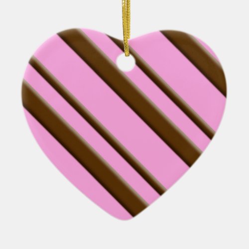 Candy stripes _ chocolate on pink ceramic ornament