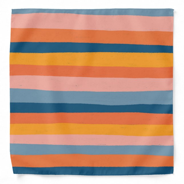 Candy Stripes Colorful Orange Pink Blue Bandana (Front)
