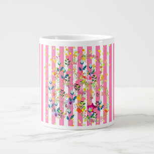 Candy Stripes + Flowers Giant Coffee Mug