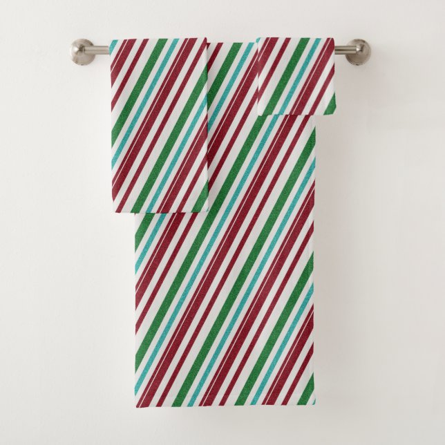 Candy Stripes Glitter Bath Towel Set (Insitu)