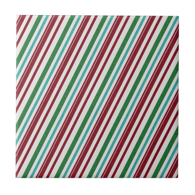 Candy Stripes Glitter Ceramic Tile (Front)