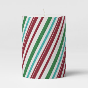 Candy Stripes Glitter Pillar Candle