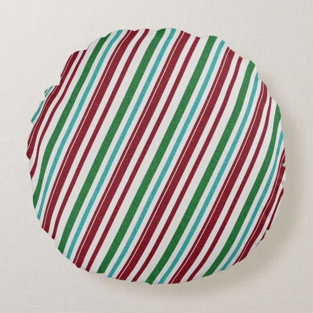 Candy Stripes Glitter Round Pillow (Front)