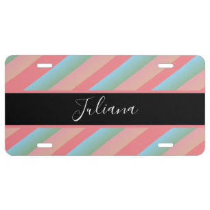 Candy Stripes Gradient Name Business License Plate