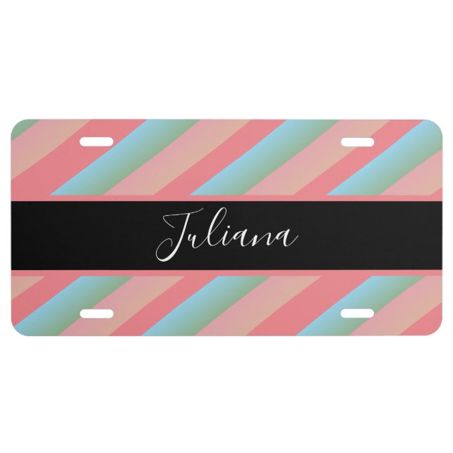 Candy Stripes Gradient Name Business License Plate (Front)