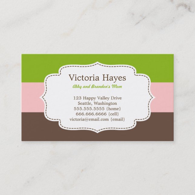Candy Stripes Mommy Cards (Front)
