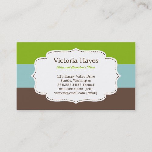 Candy Stripes Mommy Cards Business Card Template