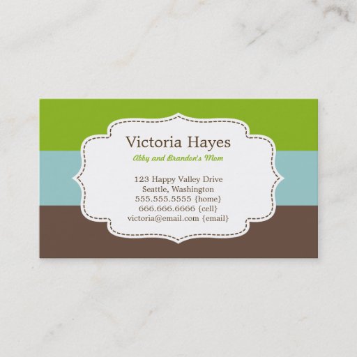 Customizable Candy Stripes Mommy Cards Business Card Template