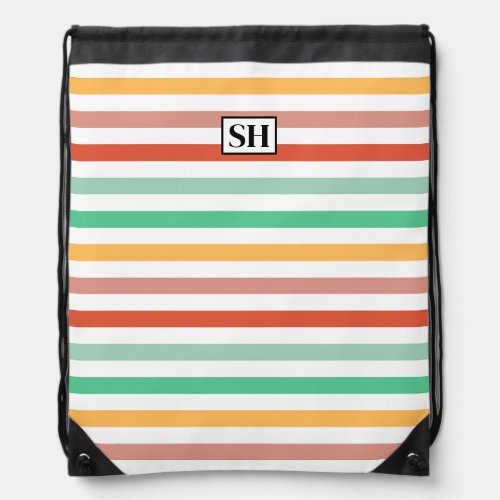 Candy Stripes Monogram Drawstring Backpack
