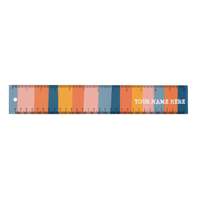 Candy Stripes Orange Pink Blue CUSTOMIZE IT Ruler (Front)