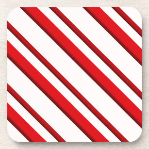 Candy Stripes, peppermint red & white Drink Coaster