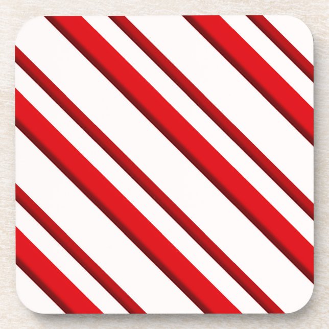 Candy Stripes, peppermint red & white Drink Coaster (Front)