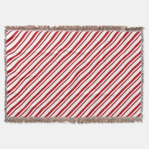 Candy Stripes, peppermint red & white Throw Blanket