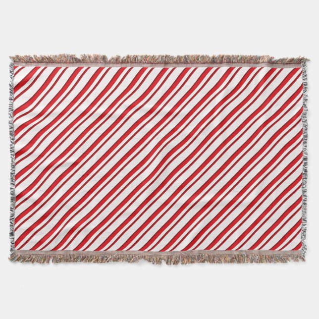 Candy Stripes, peppermint red & white Throw Blanket (Front)