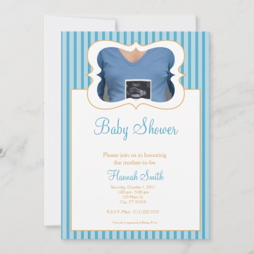 Candy Stripes - Photo Baby Shower BO Invitation