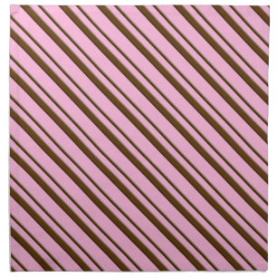 Candy Stripes, pink and chocolate brown Cloth Napkin
